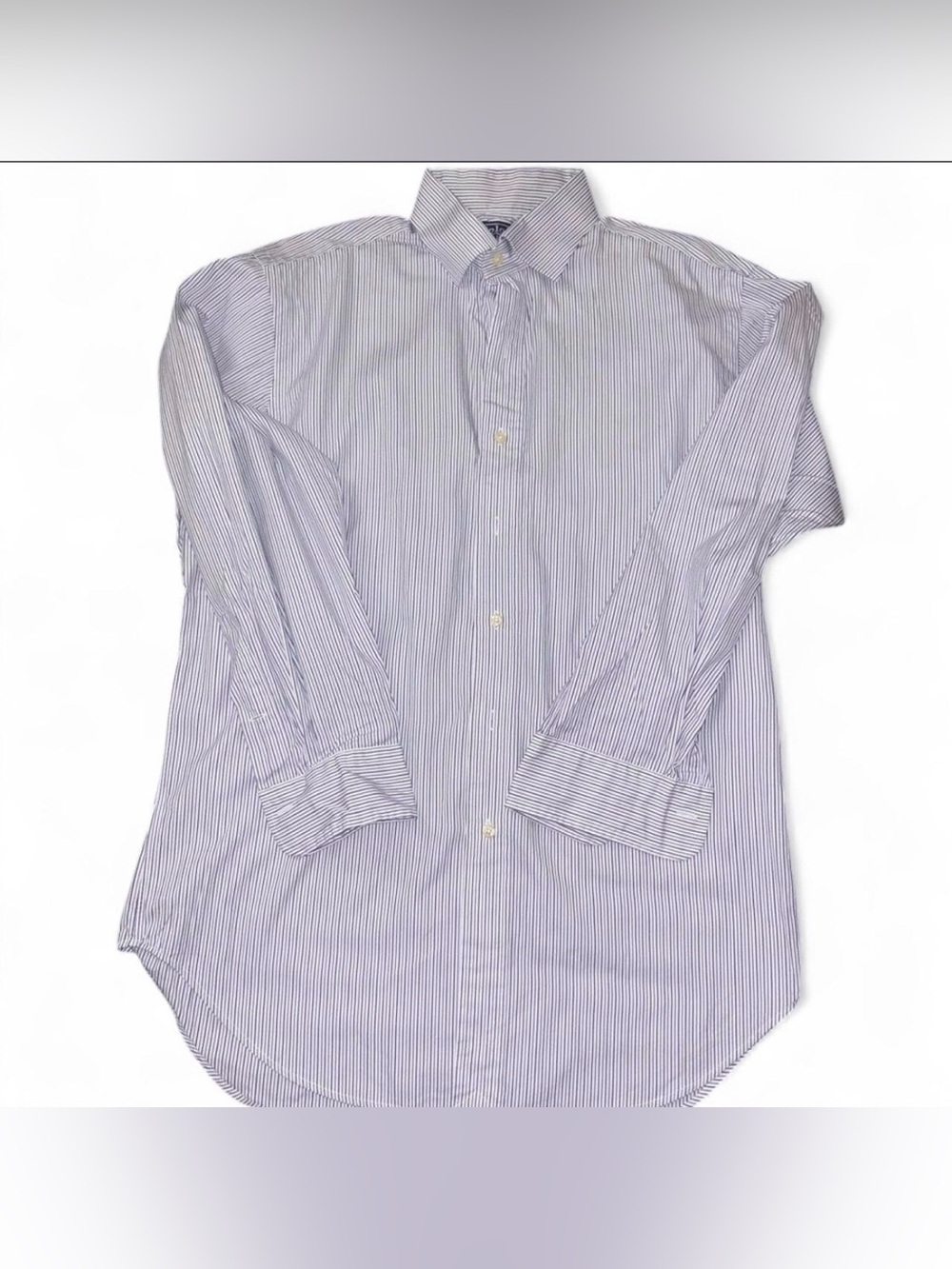 Ralph Lauren Men's Blue and White Pinstripe Dress Shirt